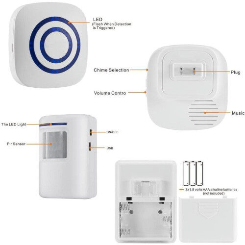 WYJ Motion Sensor Alarm Wireless Driveway Alert Home 2