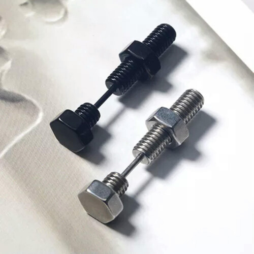 Punk Nail Screw Ear Stud 1 Piece White 1