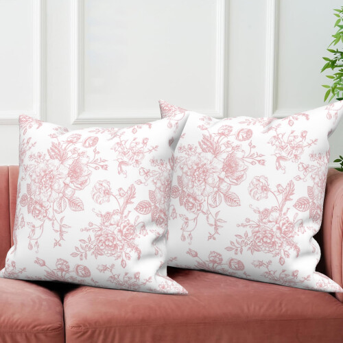 Fodera per cuscino floreale rosa, morbida e decorativa, 20x20 pollici. 1