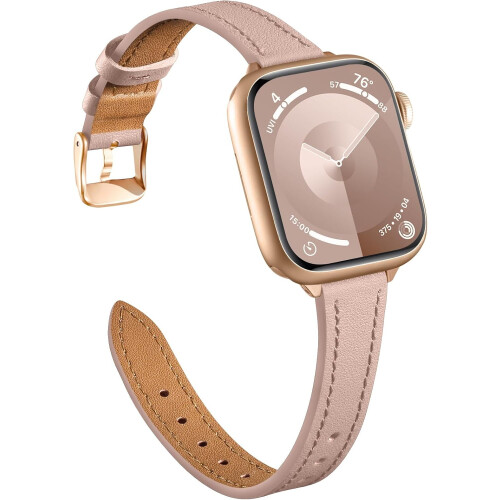 Slim Top Grain Leather Apple Watch Band 38mm–49mm