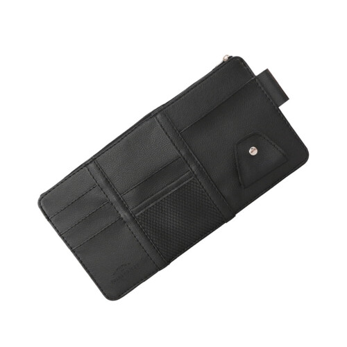 Black Leather Car Accessory with Pen Holder and CD Storage 2
