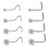 Stainless Steel Crystal Nose Stud Set L-Shaped 8 Pieces 1