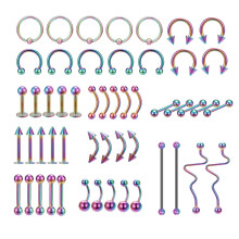 Body Piercing Set Rainbow 50 Pieces