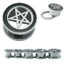 Pentagram Star Ear Plugs 316L Stainless Steel 0g 00g