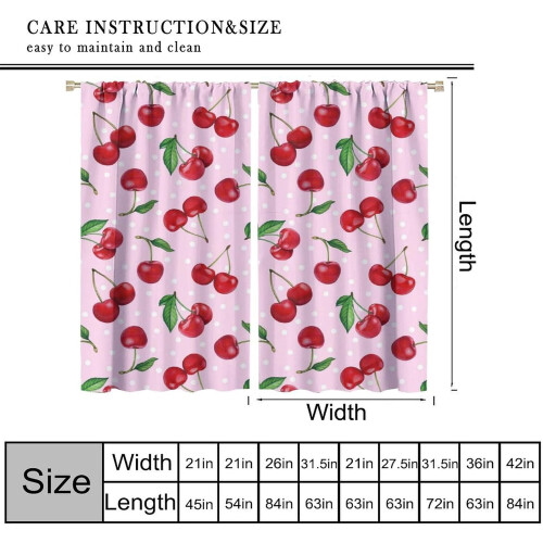Pink Cherry Fruit Window Curtains Blackout 84x84 Inch 2