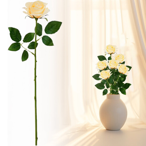 Rosa artificiale in seta con stelo da 17,6 pollici 1