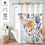 Κουρτίνα μπάνιου Mizhona με λουλούδια, μπλε, κίτρινο, 71x74 ίντσες 2