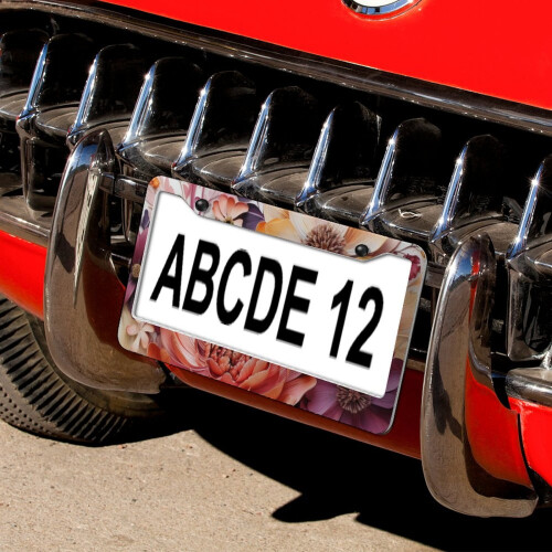 Floral Leaf License Plate Frames Stainless Aluminum 2 pcs 1