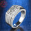Sterling Silver Men's Ring Set with 3 Rows Cubic Zirconia 6