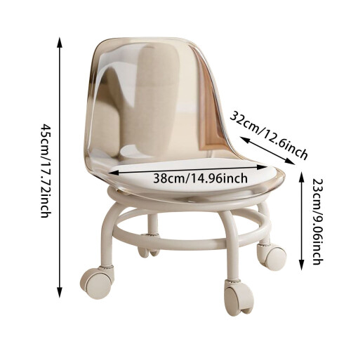 Acrylic Pulley Chair Ergonomic Low Rolling Stool with 1