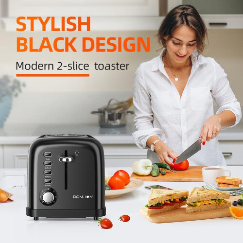 Black Toaster 2-Slice Extra-Wide Slots 7 Shade 900W 1
