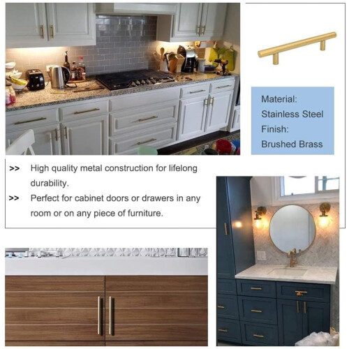 Gold Cabinet Pulls Modern Dresser Handles 10-Pack 5.9x3.78 1