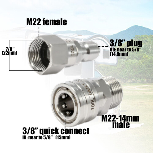 Pressure Washer Adapter Set M22 14mm to 3/8" Quick Connect 2
