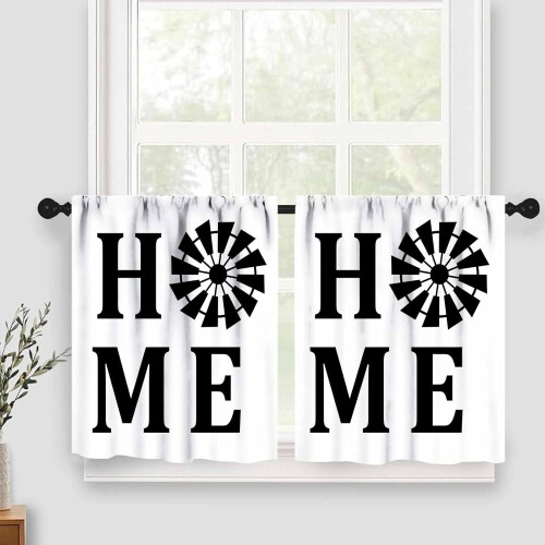 Farmhouse Kitchen Valance Set White Vintage Windmill 3-Pc 2