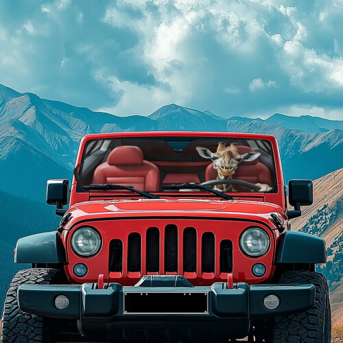 Foldable Giraffe Sun Shade for Jeep Wrangler and Gladiator 2