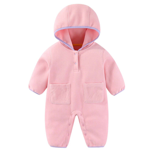 Fleece Jumpsuit for Babies 3M-3Y Hooded Long Sleeve 1