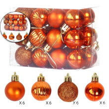 Mini Christmas Tree Ball Ornaments Orange Shatterproof
