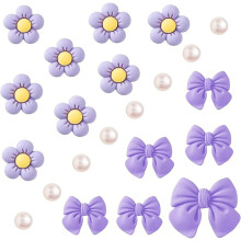Pink Bow Shoe Charms for Girls 24 Pieces