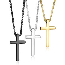 Cross Necklace for Men Silver Black Gold Plated Stainless
