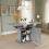 Extendable oval dining table,grey+silver table 8