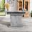 Extendable oval dining table,grey+silver table 10