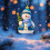 Christmas Snowman Ornament Blue Acrylic Flat 3 Inch 5