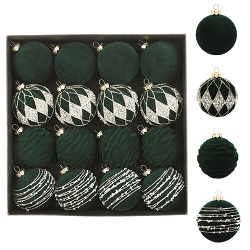 Flocked Christmas Ornaments Brown Plastic 16 Pack 1