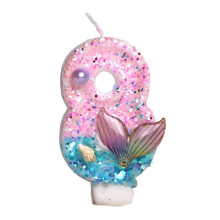 Mermaid Birthday Number Candles Kids-Safe Cake Toppers