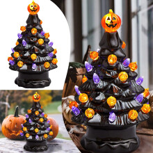 Ceramic Halloween Desktop Ornament LED Black Tree