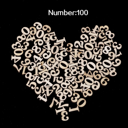 Wood Number Embellishments 0-9 100 Pieces 1