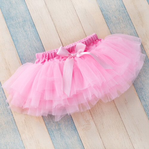 Infant Tutu Skirt Pink Solid Bowknot Mesh Tulle Size 66 2