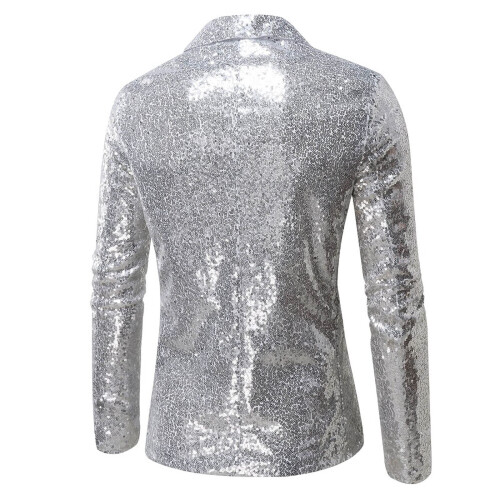 Men's Sequin Jacket Slim Fit Notched Lapel 1-Button 1