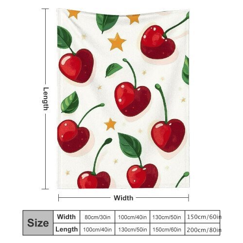 Cherry Pattern Flannel Blanket 60x80 in 2