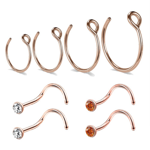 C-Shaped Nose Hoop Ring Set 8 Pieces 20g