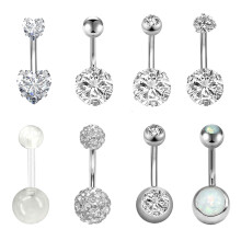 Belly Button Rings Opal 14G Banana Barbell 8pcs Surgical