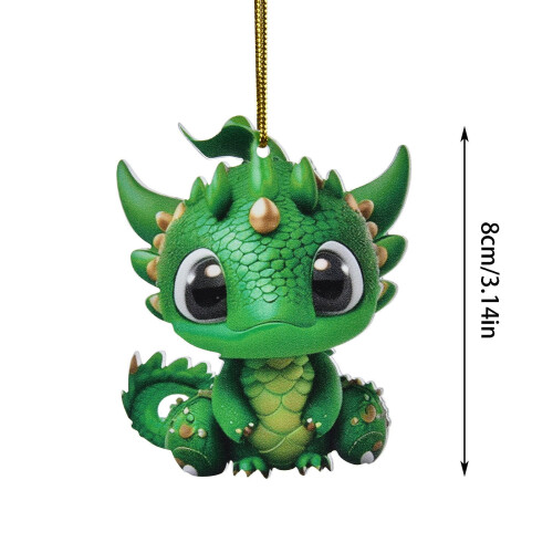 Dragon Statue Ornament Pendant Green 3.14 inch 1