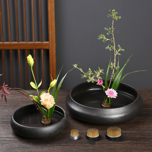 Floral Fixing Pin Copper Plastic Vase Flowers 3 pcs