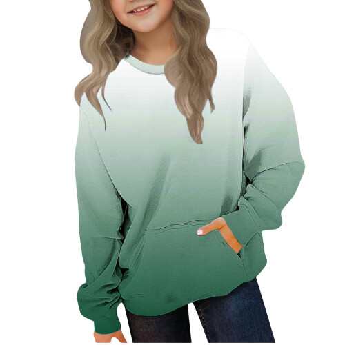 Girls' Gradient Pullover Sweatshirt Oversized Long Sleeve