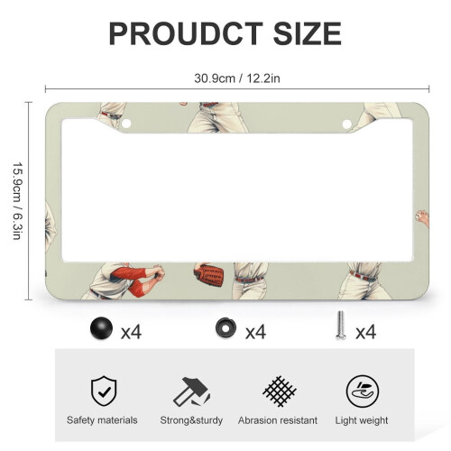 Baseball Pitcher License Plate Frames Aluminum 2-Pack 2