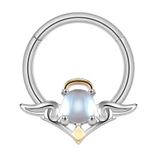 Angel Nose Septum Clicker Silver 16G Moonlight Stone