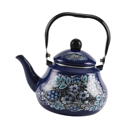 TISHITA enamel tea kettle blue 1.5L with lid 1