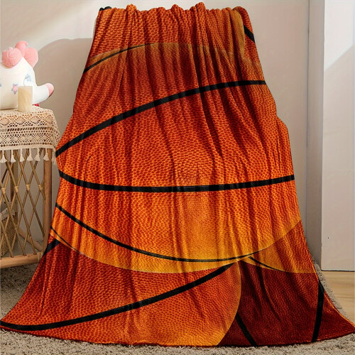 Basketball Printed Flannel Blanket Orange Black 100% 1