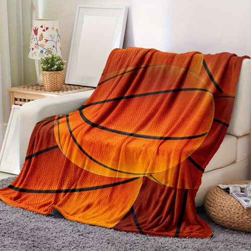 Basketball Printed Flannel Blanket Orange Black 100% 2