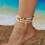 Waterproof Beaded Anklet for Women Gold Boho Seashell Design 2