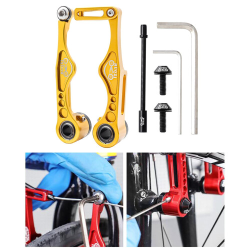 Mountain Bike Linear Pull Brake Caliper Set with Gold Pads 2