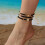 Waterproof Beaded Anklet for Women Gold Boho Seashell Design 2
