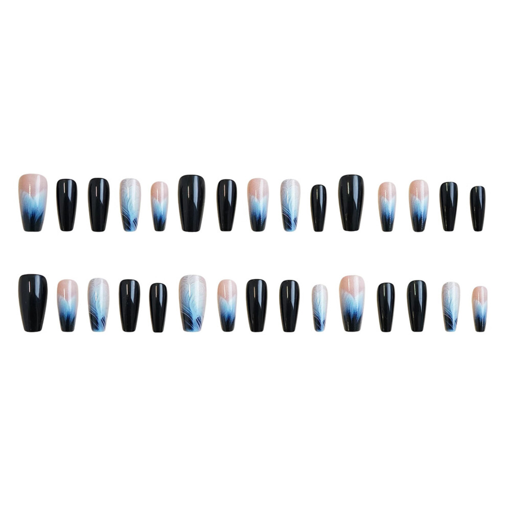 Dachuang Beauty Feather Print Fake Nails - Durable & Stylish