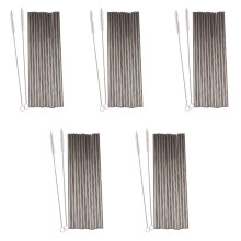 Set of 60, Stainless Steel Straws, Reusable Metal Drinking Straws, Straight Straws + 10 Cleaning Brushes