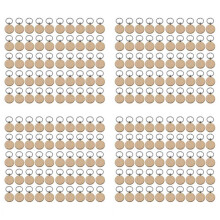 200Pcs Blank Round Wooden Key Chain Diy Wood Keychains Key Tags Can Engrave Diy Gifts