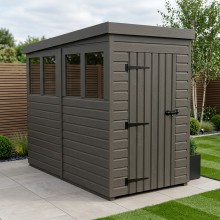 4x8 Pent Composite Shed Tanalised (Single Door, With Windows)